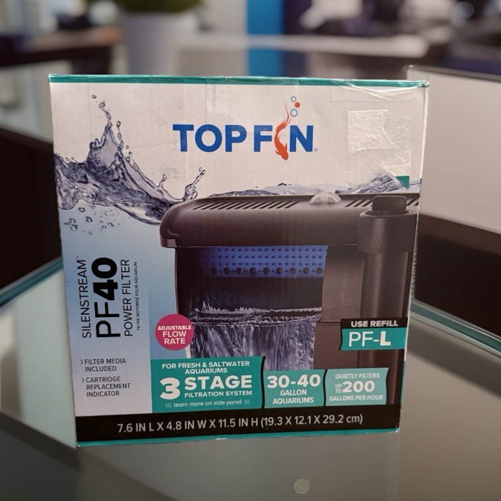 TOP FIN SilentStream Power Filter for Fresh & Saltwater Aquariums 3-stage NEW